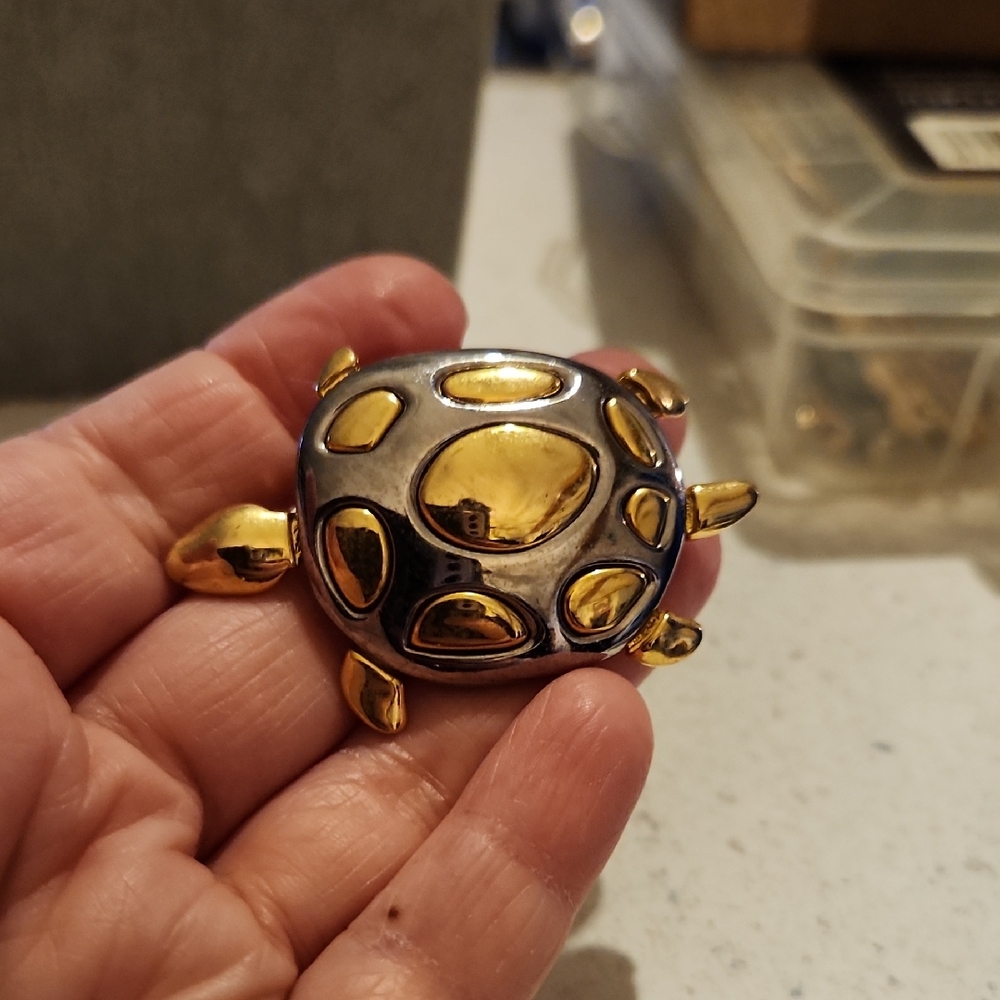Gold and Silver Turtle Brooch